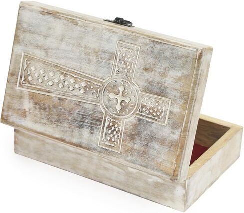 منظم تخزين صندوق مجوهرات تذكار خشبي، منحوت يدويًا بشكل جميل من خشب شيشام in Kuwait