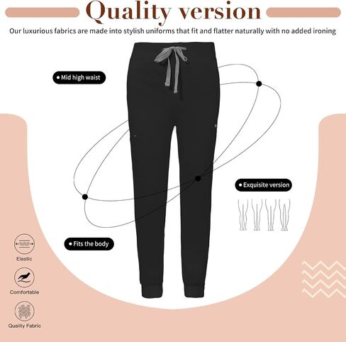 niaahinn Women Jogger Scrubs Pant Workwear Mid Rise Tapered Leg Drawstring for Nursing Soft Fabric in Saudi Arabia