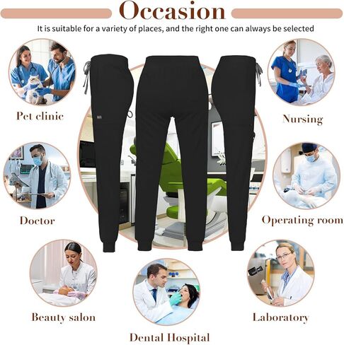 niaahinn Women Jogger Scrubs Pant Workwear Mid Rise Tapered Leg Drawstring for Nursing Soft Fabric in Saudi Arabia