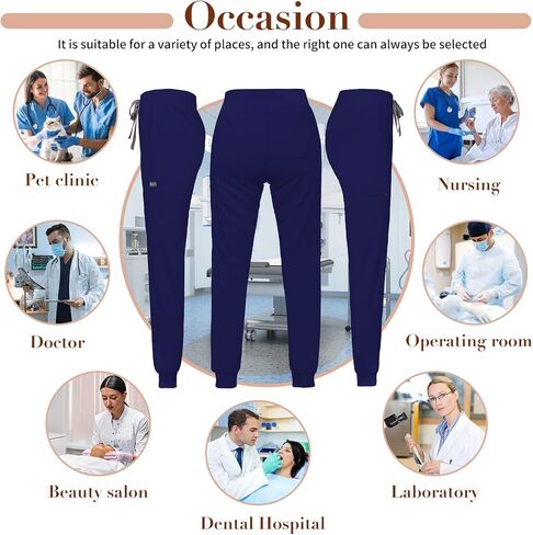 niaahinn Women Jogger Scrubs Pant Workwear Mid Rise Tapered Leg Drawstring for Nursing Soft Fabric in Saudi Arabia
