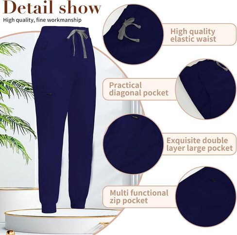 niaahinn Women Jogger Scrubs Pant Workwear Mid Rise Tapered Leg Drawstring for Nursing Soft Fabric in Saudi Arabia