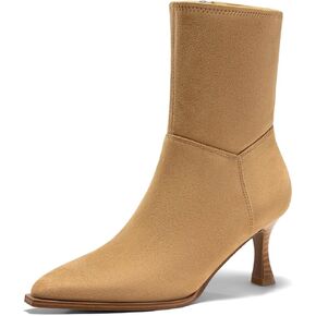 Coutgo Womens Kitten Low Heel Ankle Boots Pointed Toe Side Zipper Short Booties Fall Shoes in Saudi Arabia