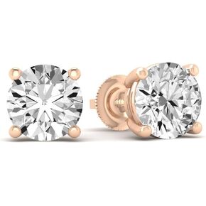 1/2 Carat - 5 Carat Lab Grown Diamond screw back Earrings | 14K White, Yellow or Rose Gold Four prong Solitaire Stud Earrings | E-F Color and VS1-VS2 Clarity in Saudi Arabia
