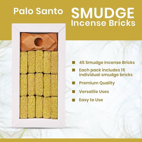 Smudge Incense Bricks - Palo Santo, White Sage, Sandal Oudh - 45 Bricks (Pack of 3) in Saudi Arabia