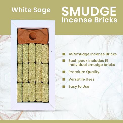 Smudge Incense Bricks - Palo Santo, White Sage, Sandal Oudh - 45 Bricks (Pack of 3) in Saudi Arabia