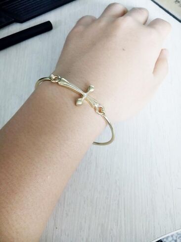 10K Gold Rose Gold Silver Plated Sideways Cross Wrap Buckle Bangle Bracelet in Saudi Arabia