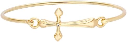 10K Gold Rose Gold Silver Plated Sideways Cross Wrap Buckle Bangle Bracelet in Saudi Arabia