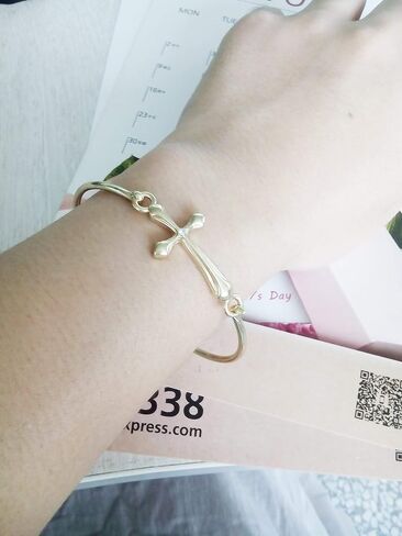 10K Gold Rose Gold Silver Plated Sideways Cross Wrap Buckle Bangle Bracelet in Saudi Arabia