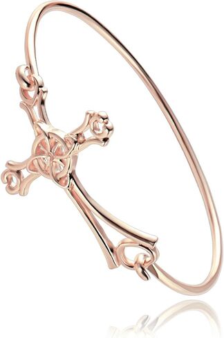 10K Gold Rose Gold Silver Plated Sideways Cross Wrap Buckle Bangle Bracelet in Saudi Arabia