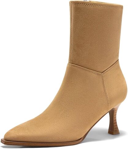 Coutgo Womens Kitten Low Heel Ankle Boots Pointed Toe Side Zipper Short Booties Fall Shoes in Saudi Arabia
