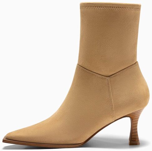 Coutgo Womens Kitten Low Heel Ankle Boots Pointed Toe Side Zipper Short Booties Fall Shoes in Saudi Arabia