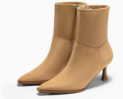 Coutgo Womens Kitten Low Heel Ankle Boots Pointed Toe Side Zipper Short Booties Fall Shoes in Saudi Arabia