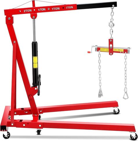 4400 LBS Engine Hoist with Leveler Stabilizer, 2 Ton Cherry Picker Engine Hoists & Stands with 6 Swivel Casters & Telescopic Boom Hitch for Garage, Workshop, Factory & Warehouses in Saudi Arabia