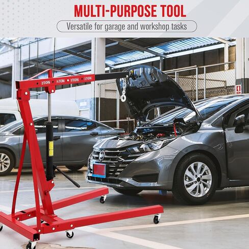 4400 LBS Engine Hoist with Leveler Stabilizer, 2 Ton Cherry Picker Engine Hoists & Stands with 6 Swivel Casters & Telescopic Boom Hitch for Garage, Workshop, Factory & Warehouses in Saudi Arabia