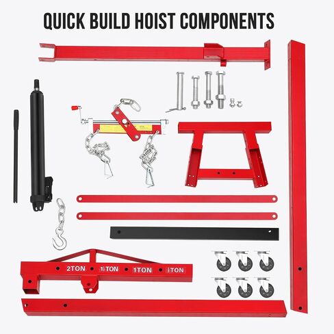 4400 LBS Engine Hoist with Leveler Stabilizer, 2 Ton Cherry Picker Engine Hoists & Stands with 6 Swivel Casters & Telescopic Boom Hitch for Garage, Workshop, Factory & Warehouses in Saudi Arabia