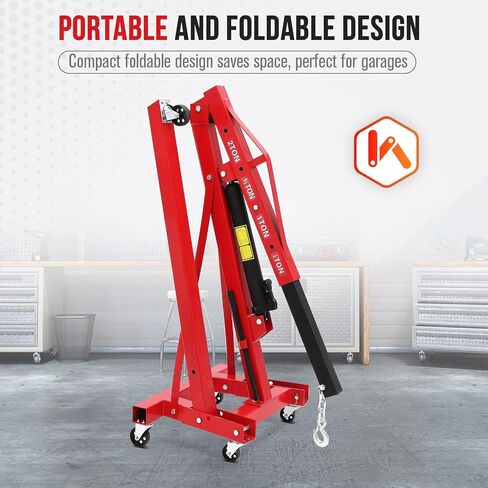 4400 LBS Engine Hoist with Leveler Stabilizer, 2 Ton Cherry Picker Engine Hoists & Stands with 6 Swivel Casters & Telescopic Boom Hitch for Garage, Workshop, Factory & Warehouses in Saudi Arabia