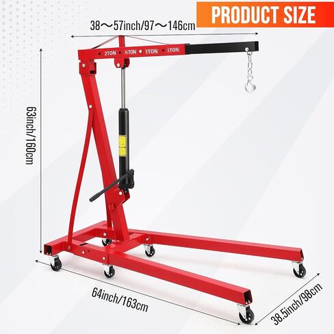 4400 LBS Engine Hoist with Leveler Stabilizer, 2 Ton Cherry Picker Engine Hoists & Stands with 6 Swivel Casters & Telescopic Boom Hitch for Garage, Workshop, Factory & Warehouses in Saudi Arabia