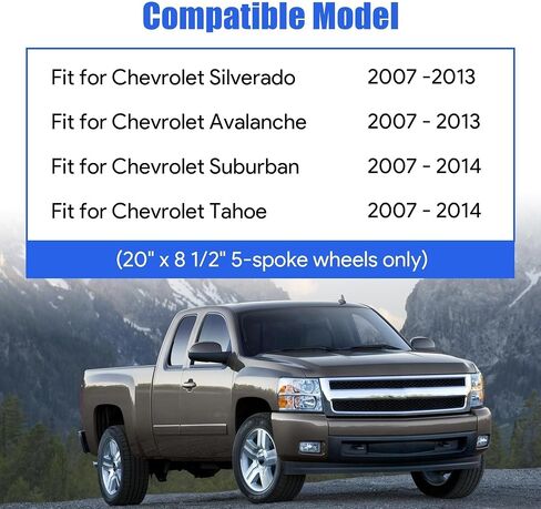 9595152 مصقول من الألومنيوم غطاء العجلة مركز CENT CAP CAP HUBCAP COPER CAP متوافق مع شيفروليه Silverado Avalanche Suburban Tahoe 2007-2014 استبدال # 9595152 (20 "5 سماعات فقط) in Saudi Arabia