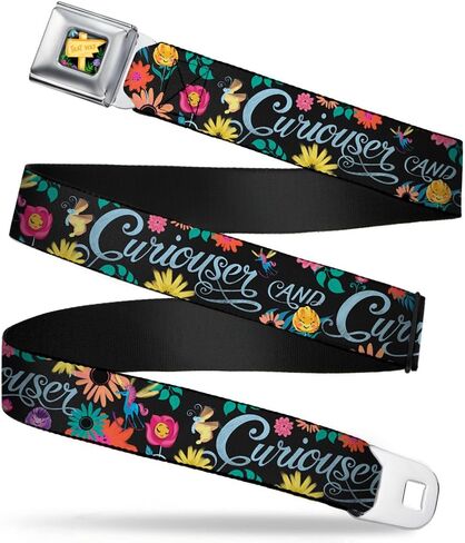 Buckle-Down Seatbelt Belt - CURIOUSER AND CURIOUSER/Flowers of Wonderland Collage - 1.0" Wide - 20-36 Inches in Length in Saudi Arabia