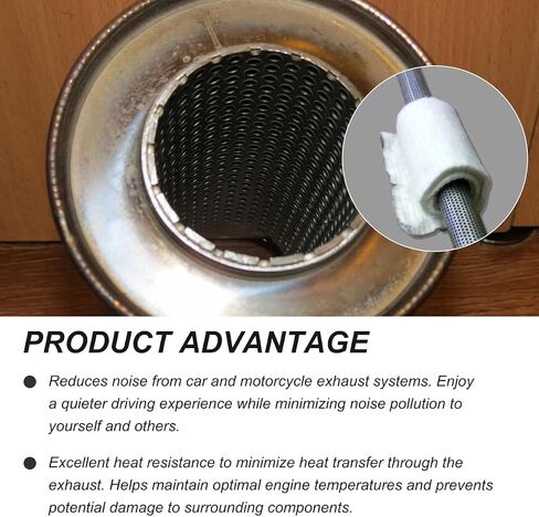 Muffler Mat, Motorcycle Fiberglass Exhaust Muffler Packing Insulation Mat, Exhaust Pipe Wrap Silencer for 2-Stroke 4-Stroke Motorcycle ATV Dirt Bike, Motorcycle Accessories in Kuwait