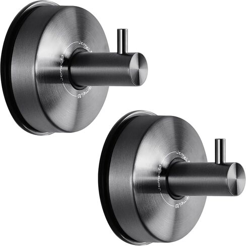 JOMOLA Suction Cup Shower Hooks for Hanging Towel Suction Hook for Inside Shower Stainless Steel Coat Hooks Wall Mounted Kitchen Utensil Stainless Steel, Matte Black, 2PCS in Kuwait