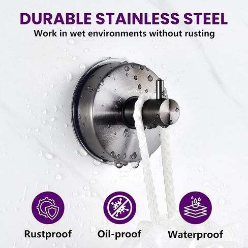 JOMOLA Suction Cup Shower Hooks for Hanging Towel Suction Hook for Inside Shower Stainless Steel Coat Hooks Wall Mounted Kitchen Utensil Stainless Steel, Matte Black, 2PCS in Kuwait