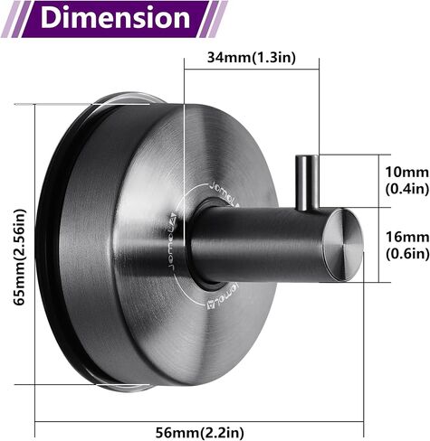 JOMOLA Suction Cup Shower Hooks for Hanging Towel Suction Hook for Inside Shower Stainless Steel Coat Hooks Wall Mounted Kitchen Utensil Stainless Steel, Matte Black, 2PCS in Kuwait