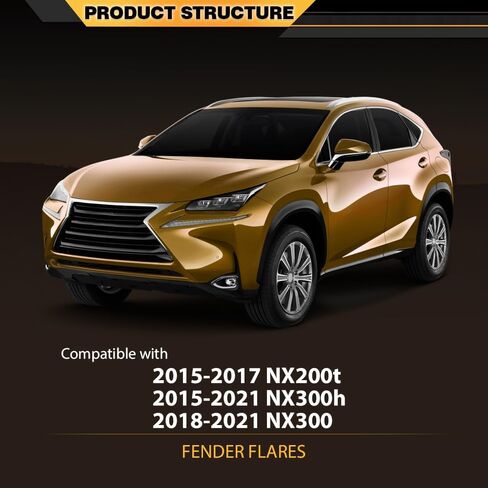 مجموعة تقليم Frend Fender متوافقة مع LX NX200T 2015-2017/NX300 الفخامة 2020-2021/NX300 2018-2021/NX300H قاعدة 2015-2021/NX300H F Sport Black Line 2021/NX300H LUXITY 2020-2021 أسود يمين يمين يمين يمين in Saudi Arabia
