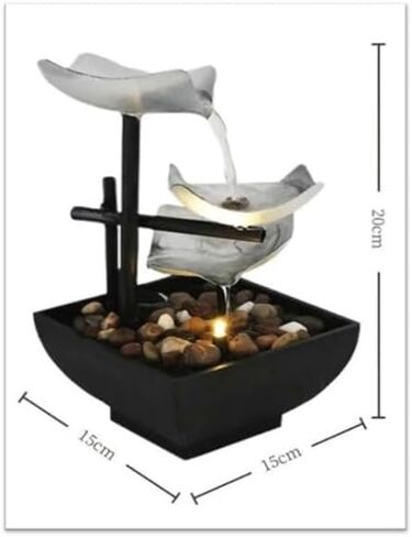 نافورة ماء من طاولة ماء حديثة أوهانا مع مصابيح LED - استرخاء ديكور Zen لغرفة المعيشة المنزلية أو غرفة النوم والمكتب - ميزة مياه مدمجة وأنيقة مع مضخة هادئة وصخور نهر طبيعية in Saudi Arabia