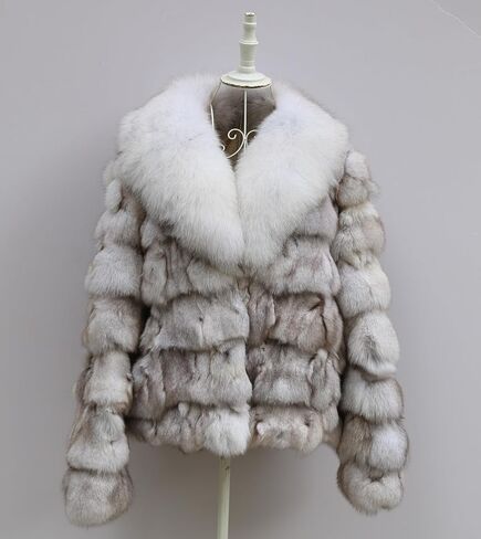 Women's Genuine Fox Fur Coat Thick Warm Fur Jacket Winter Outerwear in Saudi Arabia