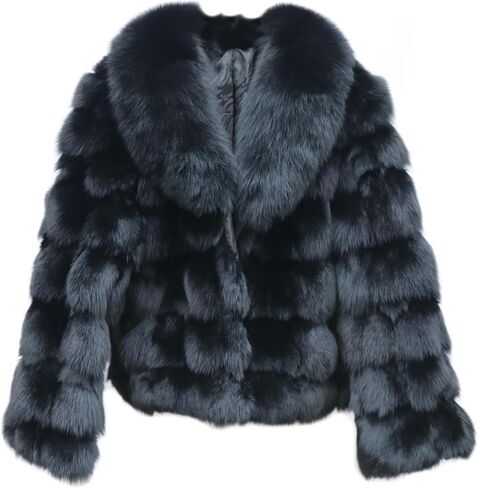 Women's Genuine Fox Fur Coat Thick Warm Fur Jacket Winter Outerwear in Saudi Arabia