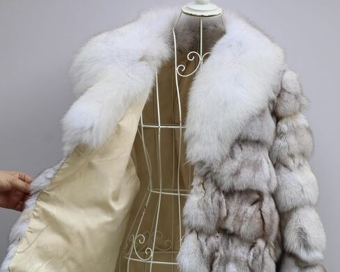 Women's Genuine Fox Fur Coat Thick Warm Fur Jacket Winter Outerwear in Saudi Arabia