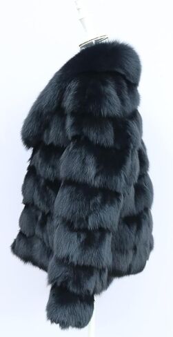 Women's Genuine Fox Fur Coat Thick Warm Fur Jacket Winter Outerwear in Saudi Arabia