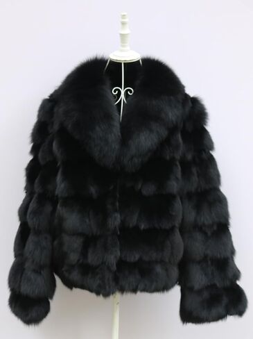 Women's Genuine Fox Fur Coat Thick Warm Fur Jacket Winter Outerwear in Saudi Arabia