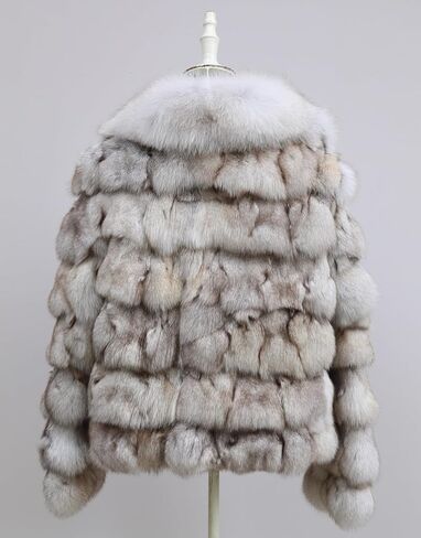 Women's Genuine Fox Fur Coat Thick Warm Fur Jacket Winter Outerwear in Saudi Arabia