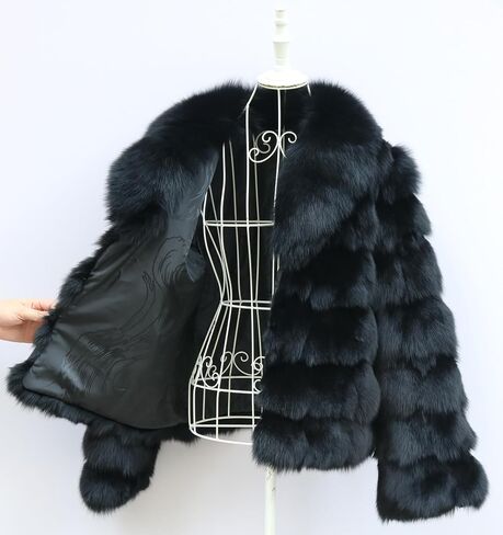 Women's Genuine Fox Fur Coat Thick Warm Fur Jacket Winter Outerwear in Saudi Arabia