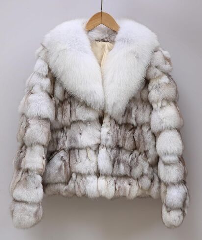 Women's Genuine Fox Fur Coat Thick Warm Fur Jacket Winter Outerwear in Saudi Arabia
