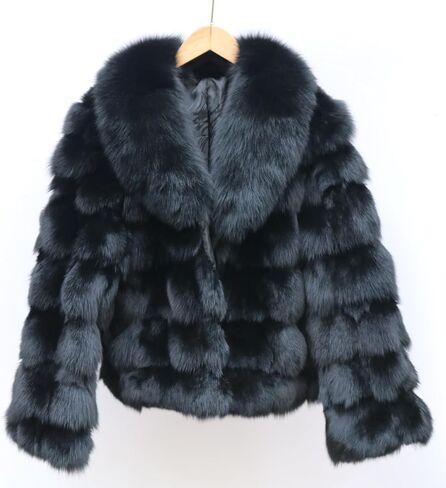 Women's Genuine Fox Fur Coat Thick Warm Fur Jacket Winter Outerwear in Saudi Arabia