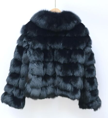 Women's Genuine Fox Fur Coat Thick Warm Fur Jacket Winter Outerwear in Saudi Arabia
