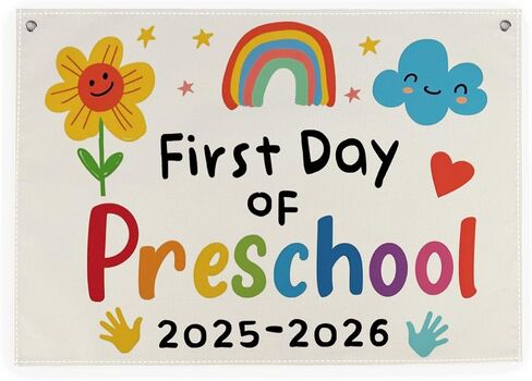 First Day of School Banner Welcome Back to School Hanging Banner Flag Decorations for Classroom Funny Homeschool Backdrop Decor 20 x 28 inches in Saudi Arabia