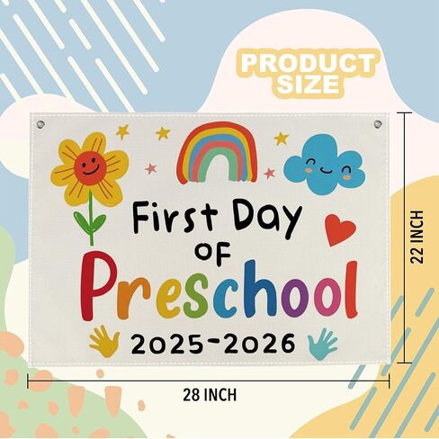 First Day of School Banner Welcome Back to School Hanging Banner Flag Decorations for Classroom Funny Homeschool Backdrop Decor 20 x 28 inches in Saudi Arabia