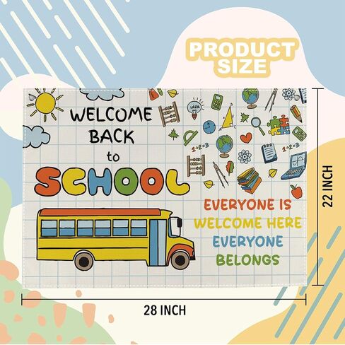 First Day of School Banner Welcome Back to School Hanging Banner Flag Decorations for Classroom Funny Homeschool Backdrop Decor 20 x 28 inches in Saudi Arabia
