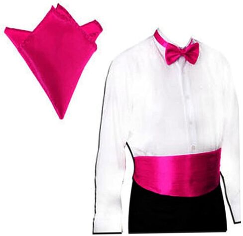 3pcs الرجال الساتان الساتان الابن البقر cummerbund ارتداء الرسمي مع الجيب روز سهرة حمراء لحفلات الزفاف والمناسبات المسائية in Kuwait
