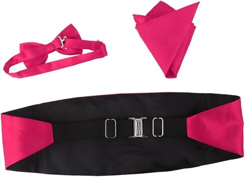 3pcs الرجال الساتان الساتان الابن البقر cummerbund ارتداء الرسمي مع الجيب روز سهرة حمراء لحفلات الزفاف والمناسبات المسائية in Kuwait