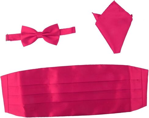 3Pcs Men's Satin Bow Tie Cummerbund with Pocket Red Formal Accessories for Weddings and Special Events in Saudi Arabia