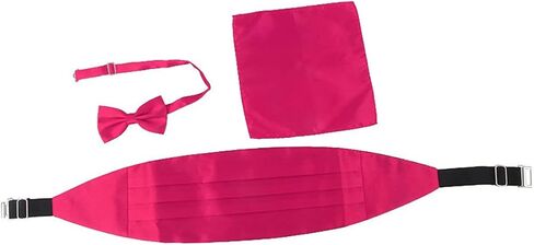 3Pcs Men's Satin Bow Tie Cummerbund with Pocket Red Formal Accessories for Weddings and Special Events in Saudi Arabia
