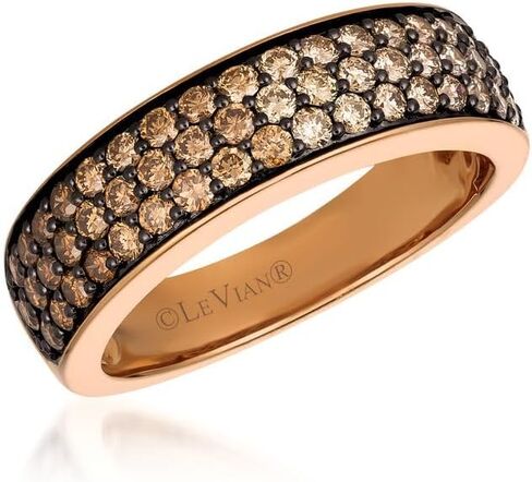 Le Vian 1 قيراط من الشوكولاتة الدائرية ثلاثية صف للنساء | حلقة مالية روز 14 كيلو روز لها (براون ، 0.94 CTTW) وعد بوعد الزفاف الحجم 7 in Saudi Arabia