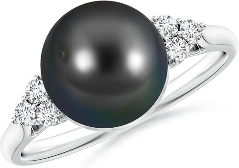 Angara Tahitian Cultured Pearl Classic Ring for Women in Sterling Silver / 14K Solid Gold | June Birthstone, Birthday, Engagement, Anniversary, Wedding Jewelry Gift for Women in Saudi Arabia