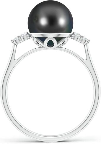Angara Tahitian Cultured Pearl Classic Ring for Women in Sterling Silver / 14K Solid Gold | June Birthstone, Birthday, Engagement, Anniversary, Wedding Jewelry Gift for Women in Saudi Arabia