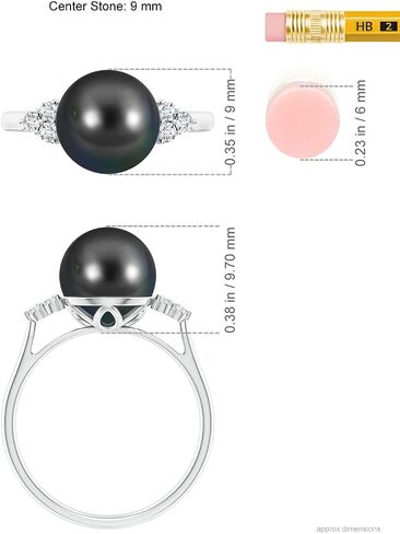 Angara Tahitian Cultured Pearl Classic Ring for Women in Sterling Silver / 14K Solid Gold | June Birthstone, Birthday, Engagement, Anniversary, Wedding Jewelry Gift for Women in Saudi Arabia